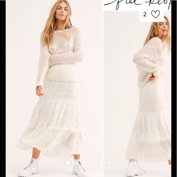 Free People Dresses & Skirts - SALE New Free People Wilder Eyelet Midi/Maxi Skirt Size 0 or 2 NWOT